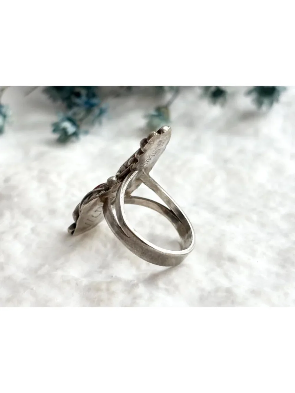 ZUNI Coral WILD SMITH Southwest Sterling Silver 925 Vintage Ring - sz 4.5